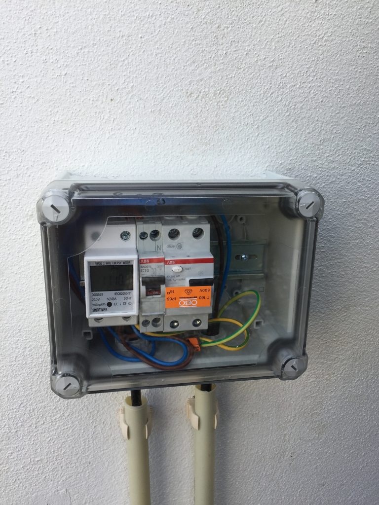 Energia Solar Solutions mounted switchboard with production meter